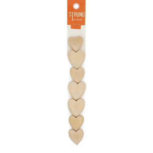 Heart Shape Raw Wooden Strung Beads